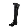 Botas Nuevas de Mujer para Otoño/Invierno 2026 que Aumentan la Altura, Hasta la Rodilla, Punta Redonda, Color Sólido, Cierre Lateral, Tacón Alto de PU, Botas de Moda con Ribete de Piel