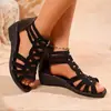 Sandalias Romanas de Piel Suave para Mujer Primavera y Verano 2026 Nuevo Estilo Zapatos de Madre con Suela Suave Calzado Exterior de Moda Sandalias para Mujer Sandalias para Mujer con Tacón de Cuña