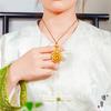 Tienda de oro Jin Yan con oro de arena incrustado con diamante hueco vida cuatro hermosos colgantes de calabaza collar cadena de suéter de calabaza filamentosa para mujer
