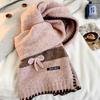 Bufanda Nueva de Punto Estilo Coreano con Lazo y Lana para Mujer en Invierno, Cálida y Versátil, Protector de Cuello de Lana Atmosférico