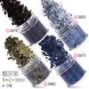 Venta caliente transfronteriza: Set de decoración de uñas negro, 12 colores mixtos, lentejuelas, polvo láser degradado brillante
