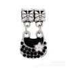Colgante de Aleación Corazón Negro y Estrella DIY Zapato de Cristal Árbol de la Vida Encanto Pulsera DIY para Mujer Estrella de Cinco Puntas