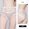 Calcinha Guiruo Sexy Lingerie Malha Transparente Renda Laço Detalhe Bordado Doce Feminina 1155
