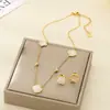 Moderna y Fresca Cadena para Clavícula con Conchas y Diamantes Estilo Océano para Mujer DIY Set de Joyería de Acero Inoxidable Dorado Elegante