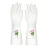 Guantes de Plástico de Goma Impermeables con Patrón Imprimible para Lavar Platos, Limpieza del Hogar, para Mujer