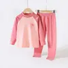 Conjunto de Roupa Íntima Térmica Infantil, Roupas de Outono para Jovens, Pijama Estudantil para Meninas, Roupa de Casa Raglan para Crianças Maiores