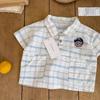 Traje de Camisa de Manga Corta y Pantalones Cortos a Cuadros de Verano para Niño 2025 Nuevo Estilo Caliente de Celebridad de Internet para Niños Conjunto de Dos Piezas Moderno