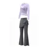 Conjunto de Roupa de Yoga Feminino Outono Novo Top Cruzado de Manga Longa Conjunto Real de Duas Peças Saia Calça Pilates Fitness Esportivo Conjunto de Duas Peças