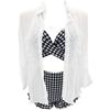 Moda Novo Biquíni Feminino Dividido Maiô Padrão Pepita Peito Pequeno Levanta Branco Blusa Anti-Sexy Maiô