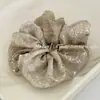 Goma para el pelo de tela con purpurina fina impresa estilo coreano con artesanía tie-dye, Lazo para el pelo moderno, Accesorio para el pelo versátil y elegante