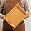 Bandeja rectangular de bambú y madera estilo japonés, bandeja de té para uso doméstico, bandeja de madera para tazas de agua, bandeja para dulces, juego de té para hotel y restaurante, bandeja para barbacoa
