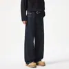 Jeans de mezclilla cruda holgados estilo americano para hombre, pantalones casuales versátiles de moda para otoño e invierno, pantalones anchos holgados cool de alta calle