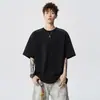 Camiseta de Manga Curta com Letra em Relevo Estilo Verão 2026 para Homens, Estilo Americano High Street, Caimento Solto, Ombros Caídos, Top Pesado de Meia Manga