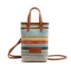 Bolsa Tecida em Cor Contrastante para Mulheres 2025 Verão Nova Moda Trendy Palha Tecida Bolsa para Celular Versão Coreana Nicho Simples Bolsa Transversal