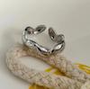 Anillo de hoja de olivo irregular de plata tailandesa estilo ins coreano Moda retro simple curvado geométrico anillo abierto para mujer