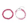 Pulsera de plata esterlina para mujer hecha a mano con cuerda elástica Pulsera de Año Nuevo fuego rojo Combinación de Año Nuevo apilada joyería de plata
