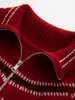 Nuevo suéter de jacquard de cachemira para otoño e invierno 2026, grueso y de corte holgado, suéter de mujer con media cremallera, tejido de punto de estilo retro y casual