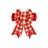 Laço personalizado transfronteiriço em xadrez laranja de linho falso com borda aramada para decoração de porta de entrada de Ação de Graças e Natal