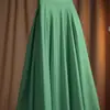 Etiqueta de Remate de Tienda-Excedente Cortado Falda Elegante Estilo Francés Verde Verano Moda Falda de Cintura Alta Línea A Adelgazante