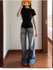 Camiseta negra de mujer con hombros rectos y manga corta, top único y bonito para principios de verano, camiseta de mujer de manga corta 2026 nueva ajustada para llevar debajo