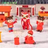 Paisaje en miniatura, Danza del león de Año Nuevo, Casa de muñecas de Año Nuevo, Accesorios de decoración DIY, Figura de serpiente de la suerte en miniatura, Adornos en miniatura