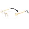 Gafas de sol modernas de pasarela europea y americana para mujer, gafas de sol de moda de alta gama, estilo ins transfronterizo, gafas transfronterizas sin montura