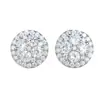 Pendientes de botón redondos simples con diamantes completos, Pendientes redondos pequeños de lujo ligero versátiles con microincrustaciones de diamantes, Pendientes elegantes para el día a día y para ir al trabajo