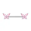 Anillos para Pezón Europeos y Americanos Transfronterizos de Acero Inoxidable 316L con Diseño de Goteo de Aceite, Barras Rectas con Forma de Corazón y Mariposa para Piercing Corporal