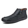 Zapatos de Hombre de Talla Grande para Amazon Transfronterizos, Zapatos Casuales para Exteriores, Zapatos de Cuero Hechos a Mano de Suela Plana sin Cordones, Botas Martin con Cremallera, Botines