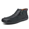 Zapatos de Hombre de Talla Grande para Amazon Transfronterizos, Zapatos Casuales para Exteriores, Zapatos de Cuero Hechos a Mano de Suela Plana sin Cordones, Botas Martin con Cremallera, Botines