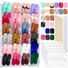 Caixa com Conjunto de Adesivos para Unhas Coloridos Sólidos de Média e Curta Duração, Franceses Foscos com Glitter, Pontas de Unha de Alta Qualidade Desgastáveis