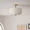 Luminária de teto de quarto vintage estilo francês, novo design de feijão mágico moderno de meados do século, iluminação atmosférica para sala de estudo, luminárias de madeira maciça e tecido estampado, arte em ferro