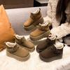Zapatos Burkham de suela gruesa para aumentar la altura, zapatos de mujer, botas de nieve cálidas con forro polar, zapatos acolchados de algodón, botas Martin cortas de invierno nuevas 2024