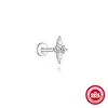 Prata Esterlina S925 Olho de Lua Estrela de Oito Pontas Floral Moissanita Piercing Rosqueado de Cabeça Plana Brincos Stud para Osso da Orelha