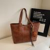 Bolsa Tote Grande Capacidade de Couro com Cera para Outono e Inverno Feminina 2024 Estilo Han Yang Trabalho Rachado Bolsa de Ombro para o Dia a Dia