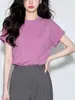 Blusas de Manga Corta para Mujer 2026 Súper Trendy Reductoras de Edad Estilo Coreano Únicas Hermosas y Muy Atractivas No Masivas Camiseta Morada