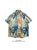 Camisa Floral Estilo Tailandês Praia de Bangkok, Manga Curta, Roupa Unissex para Casal, Camisa Solta Retro Cool de Secagem Rápida para o Festival Songkran