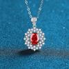 Nuevo Collar de Plata de Ley S925 Corte Flor de Hielo Diamante de Alto Carbono Rojo Amarillo Rosa Azul Marino Diseño de Nicho Europeo y Americano