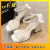 Zapatos de Tacón Grueso Estilo Hada Perlas Nuevas Versátiles de Tacón Alto Primavera/Verano 2025 Nicho Retro Elegantes Sandalias Francesas para Mujer