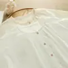 Camisa de Manga Larga Versátil de Algodón Puro, Suelta, Casual, Artística y Fresca, para Primavera y Otoño 2026, Camisa Base Bordada, Chaqueta