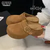 Zapatos tipo mocasín para mujer, estilo Birkenstock, de cuero genuino con suela blanda, para uso en exteriores, nuevo modelo otoño 2026, mules de punta cerrada con suelas gruesas para aumentar la altura