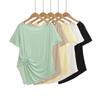 5018-25 Nueva Blusa Deportiva de Verano Estilo Europeo y Americano para Mujer con Diseño Asimétrico Top Camiseta de Manga Corta Biselada