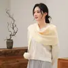 Cachecol Estilo Coreano Proteção para o Pescoço Cachecol de Tricô Quente Cachecol Grande Triângulo Cachecol Personalizado com Bola de Pelo Xale Roupa Externa Feminina
