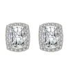 Brincos de Tarraxa Quadrados com Diamante Rose Gold Banhado a Platina Venda Quente Transfronteiriça Brincos de Tarraxa Retangulares de Moda Personalidade OL