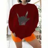 Moletom de Gola Redonda Transfronteiriço com Estampa de Gesto Personalizado, Blusa de Pulôver Solta, Estilo Atacado Amazon Wish