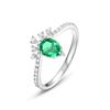 Comercio exterior transfronterizo nuevo anillo de diamante de alto carbono verde para abuela Anillo índice de dedo tesoro colorido de plata S925 moda estilo europeo y americano