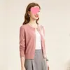 Nuevo cárdigan de punto liso para otoño e invierno para mujer, suéter chaqueta corta de corte holgado con cuello redondo