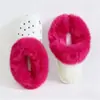 Zuecos de Estilo Nuevo para Otoño e Invierno con Cubierta de Algodón Cálida Extraíble de Pelo de Conejo Cachemir de Alta Densidad Morado