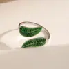 Anillo de hoja de acero de titanio europeo y americano, acero inoxidable chapado en oro de 18k, anillo abierto que no se decolora, accesorio transfronterizo de pluma para mujer