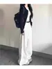 Calça Jeans Branca Wide Leg para Mulheres, Novo Estilo Outono 2025, Solta e Emagrecedora, Cintura Alta, Caimento Fluido, Perna Reta, Comprimento no Chão para Primavera e Outono